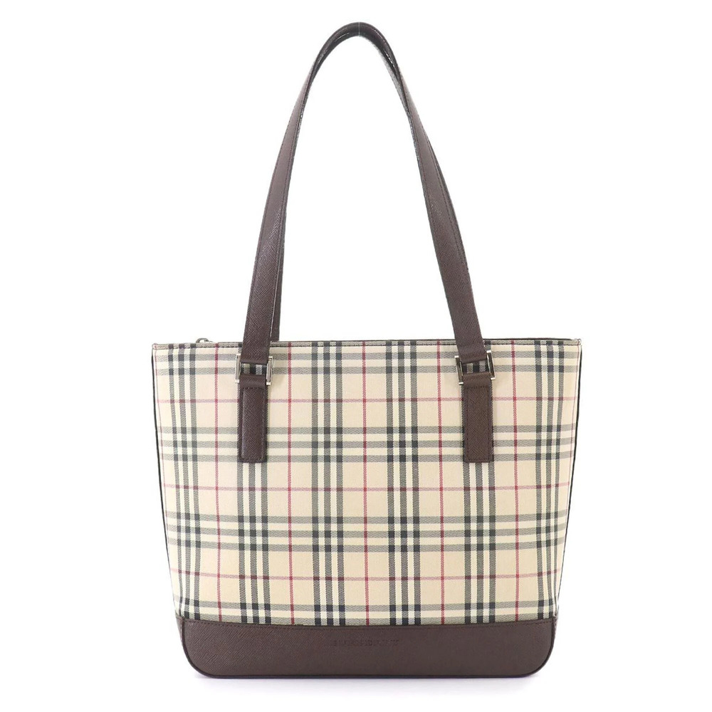 Burberry Nova Check Handbag, Canvas and Leather, Beige Brown.